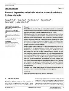 Burnout, depression and suicidal ideation in ... - Wiley Online Library