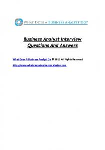 Business Analyst Interview Questions And Answers PDF