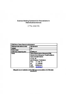 Business Modeling Framework For Personalization In Mobile ...