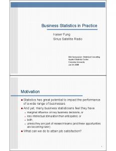 Business Statistics in Practice Motivation - Columbia University