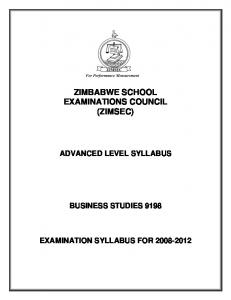 business studies (9198) - Zimbabwe School Examinations Council