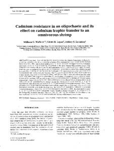 Cadmium resistance in an oligochaete and its effect on cadmium ...