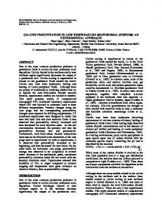 Calcite Precipitation in Low Temperature ... - Stanford University