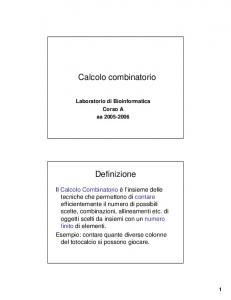 Calcolo combinatorio Definizione