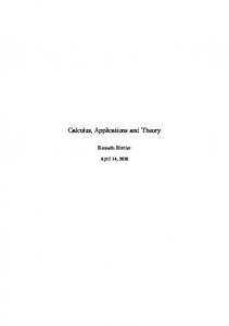 Calculus, Applications and Theory