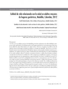 Calidad de vida relacionada con la salud en ... - SciELO Colombia