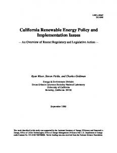 California Renewable Energy Policy and ... - Semantic Scholar