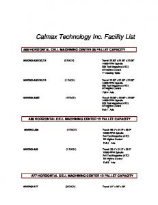 Calmax Technology Inc. Facility List