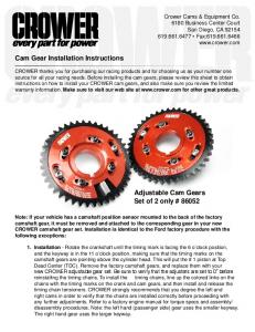 Cam Gear Install Instructions