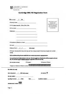 Cambridge ESOL FCE Registration Form - Language Solutions ...