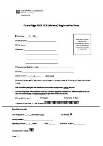 Cambridge ESOL YLE _Movers_ Registration Form 2012