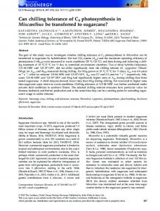 Can chilling tolerance of C4 photosynthesis in ... - Wiley Online Library