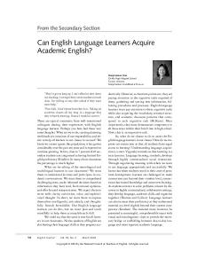 Can English Language Learners Acquire Academic English?