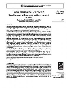 Can ethics be learned? - IngentaConnect