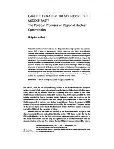 Can the EURATOM Treaty Inspire the Middle East? The Political ...