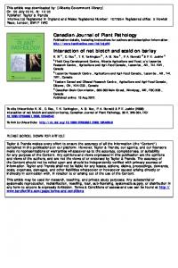 Canadian Journal of Plant Pathology Interaction of net ...