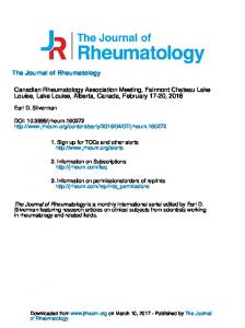 Canadian Rheumatology Association Meeting ...