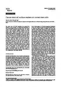 Cancer stem cell surface markers on normal stem ... - Semantic Scholar