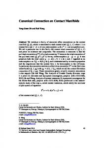 Canonical Connection on Contact Manifolds - UCI Math