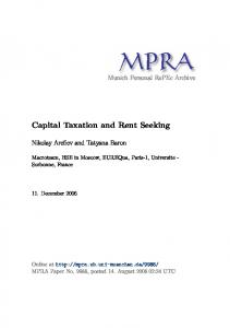 Capital Taxation and Rent Seeking - Munich Personal RePEc Archive