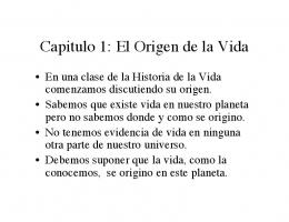 Capitulo 1: El Origen de la Vida