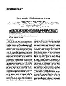 Carbon nanotubes field effect transistors : A review