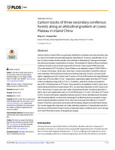 Carbon stocks of three secondary coniferous forests along an ... - PLOS