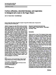 Carbon utilization, microbial biomass, and respiration ... - Springer Link