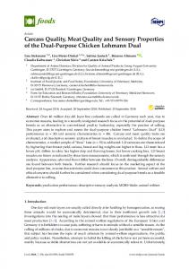 Carcass Quality, Meat Quality and Sensory Properties of the ... - MDPI