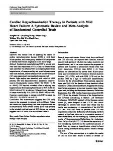 Cardiac Resynchronization Therapy in Patients with ... - Springer Link