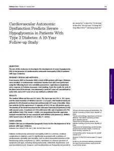 Cardiovascular Autonomic Dysfunction Predicts ...