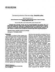 Carotenoid production from microalga, Dunaliella ... - Semantic Scholar