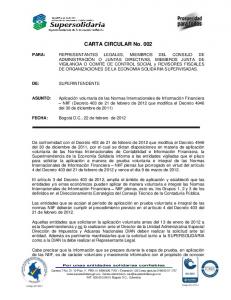 CARTA CIRCULAR No. 002