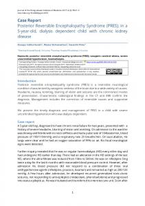 Case Report Posterior Reversible Encephalopathy Syndrome (PRES