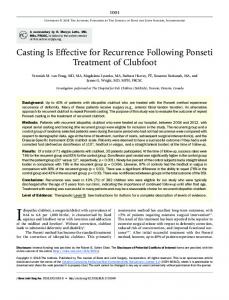 Casting Is Effective for Recurrence Following Ponseti ... - JBJS