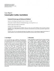 Catastrophic Cardiac Amyloidosis