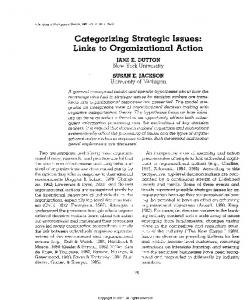 Categorizing Strategic issues: links to organizational action.