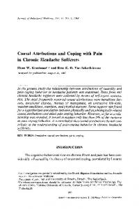 Causal attributions and coping with pain in chronic ... - Springer Link