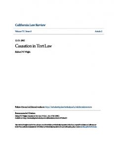 Causation in Tort Law