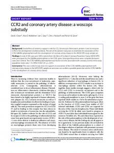 CCR2 and coronary artery disease: a woscops substudy - Springer Link