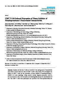 CD8+ T Cell-Induced Expression of Tissue Inhibitor of ... - MDPI