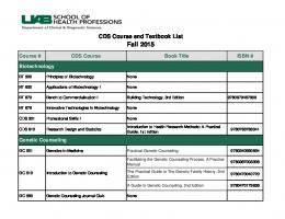 CDS Course & Textbook List.