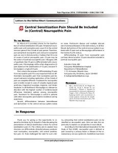 (Central) Neuropathic Pain In Response