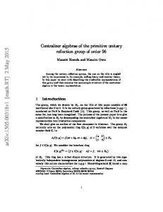 Centralizer algebras of the primitive unitary reflection group of order ...