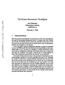 Certificate Revocation Paradigms