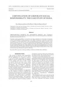 certification of corporate social responsibility. the case study of india.