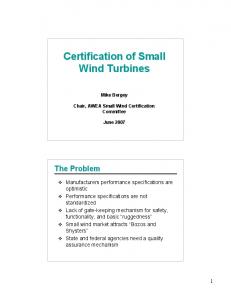 Certification of Small Wind Turbines