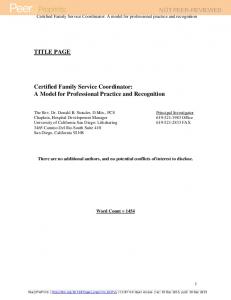 Certified Family Service Coordinator: A model for professional practice