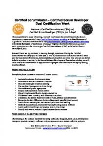 Certified Scrum Developer Dual Certification Week - To Be Agile