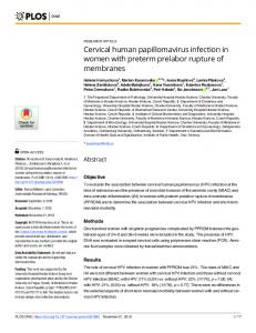 Cervical human papillomavirus infection in women with preterm ... - Plos